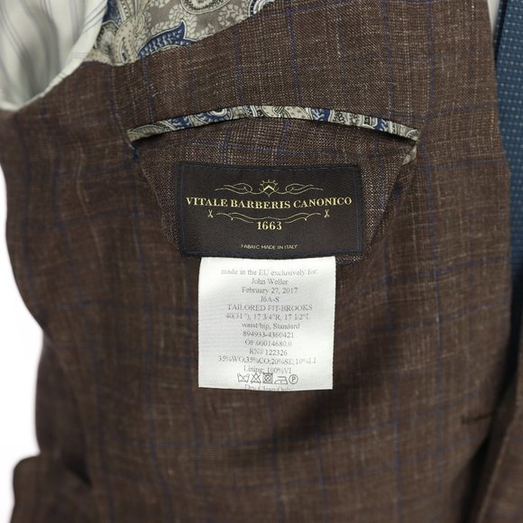 J. Hilburn Vitale Barberis Canonico Wool Cotton Linen Silk Blend Sport Coat 40R - Picture 11 of 12